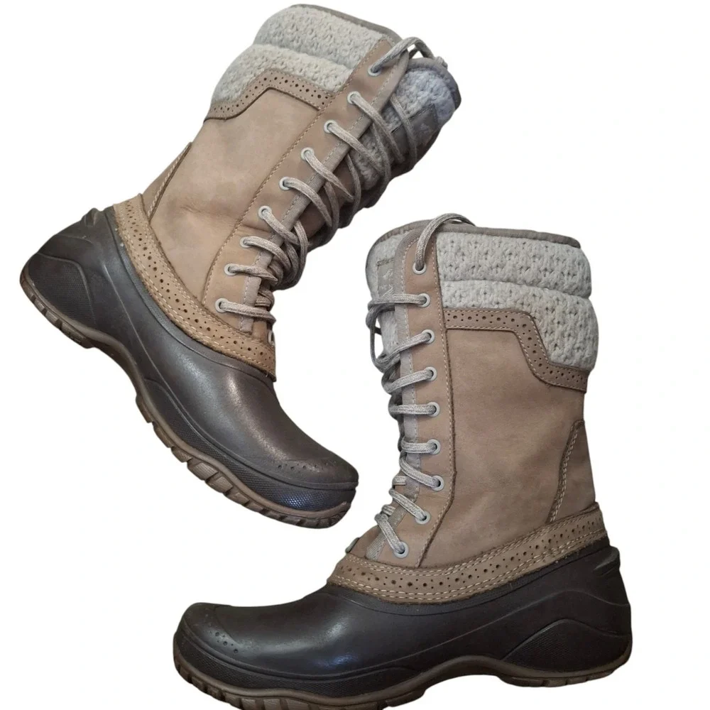 The North Face Shellista Lace Boots Women's 7.5 Brown Tan Winter Snow Faux Fur